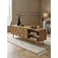KADIMA DESIGN Lowboard Lowboard Holz Eiche-Dekor 160x51x40 cm TV-Kommode mit zwei Türen, (Fernsehkommode Wohnzimmer), Design TV-Schrank Hoch, Fernsehtisch Fernsehschrank Modern