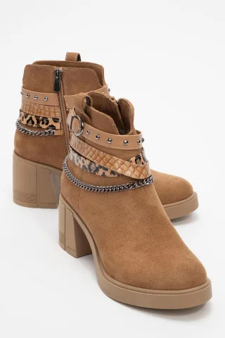 Boliva Schnalle Kette Blockabsatz Stiefel (Damen)