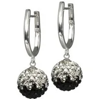 SilberDream Paar Creolen SilberDream Ohrringe mit Zirkonia (Creolen), Damen Creolen 925 Sterling Silber, schwarz/weiß im ICE Farbverlauf