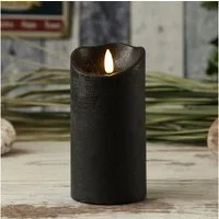 MARELIDA LED-Kerze Rustik Optik Echtwachs flackernd H: 15cm D: 7,5cm Timer schwarz