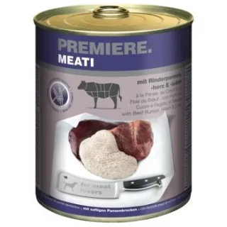 PREMIERE Meati Nassfutter Hund, Adult, Rinderpansen, -herz und -leber 24x800 g
