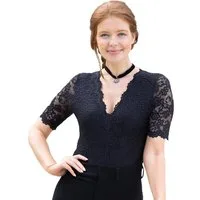 Nina Von C. Shirtbody Spitzen Body Trachtenbody Hanna (Stück, 1-tlg) leicht transparent, V-Ausschnitt