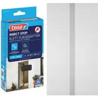 tesa Insektenschutz-Fensterrahmen Klett Fliegengitter für Türen - Insektenschutz, (Spar-Set, Fliegen Netz - 2 x 65 cm x 220 cm - Anthrazit (Durchsichtig), mit Klettband, zuschneidbar - Mückenschutz ohne Bohren
