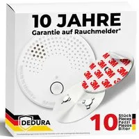 dedura Rauchmelder (Set inkl. Magnethalter mit 10 Jahre Garantie BSI Zertifiziert EN14604)