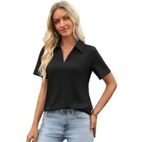 Imily Bela T-Shirt Damen Poloshirts mit V-Ausschnitt (Packung, 1-tlg., 1per-Pack) einfarbig