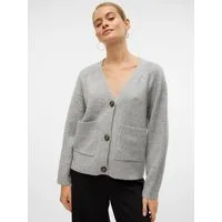 Vero Moda Strickjacke VMBOOM LS V-NECK BUTTON CARDIGAN GA NOOS Materialmix, loose fit