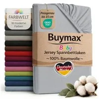 Buymax Spannbettlaken Babybett Kinderbett 60x120cm 70x140cm, Jersey 100% Baumwolle, Gummizug: Rundumgummi, (1 Stück), bis 15 cm Matratzenhöhe, weich, atmungsaktiv, hautfreundlich