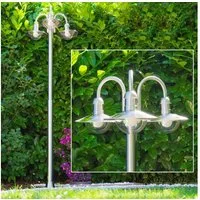 hofstein Außen-Stehlampe »Verna« Außenleuchte Kandelaber aus Edelstahl in modernem Design, ohne Leuchtmittel, Lampenschirmen aus Glas, Wegeleuchte 200cm, Gartenlampe mit E27, IP44