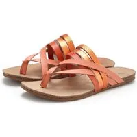LASCANA Sommerschuh, offener Schuh, Pantolette, Sandale, Zehentrenner aus Leder mit Korkfußbett