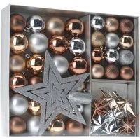 Spetebo Christbaumschmuck Christbaumschmuck 45 Teile Set - kupfer / silber (45-tlg), Shatterproof Deko Weihnachtskugeln bruchsicher - Christbaumschmuck