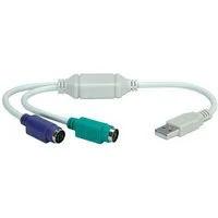 VALUE USB - 2x PS/2 Konverter Computer-Adapter USB 2.0 Typ A Männlich (Stecker) zu PS/2 Weiblich (Buchse), 30.0 cm