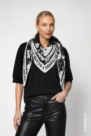 monari - Schal mit Jacquard-Muster schwarz gemustert - Gr. - OS