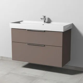 Sanipa 3way Waschtischunterbau zu Villeroy & Boch Collaro Waschtisch mit 2 Auszügen, Taupe-Matt UP8371T