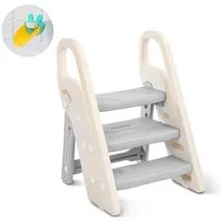 OUNUO Baby-Toilettensitz Baby-Toilettensitz klappbarer Hocker 3 Stufen, für Kinder ab 2 Jahren