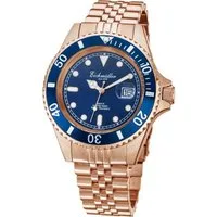 Eichmüller Taucheruhr Herrenuhr Rose Blau Edelstahlband 20 ATM 43 mm 3464-05, Robuste Quarzuhr mit stilvollem Design
