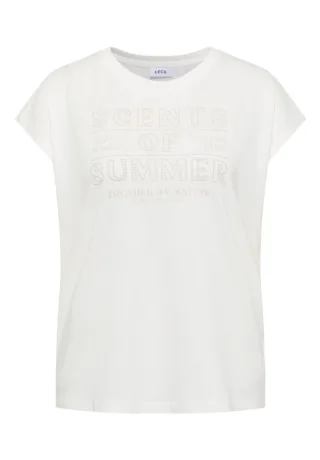 Cecil - T-Shirt mit Schriftzug weiß - Gr. - S