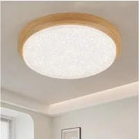 JDONG LED Deckenleuchte Flach Eckig/Rund/Holzolzoptik Deckenlampe, LED fest integriert, Tageslichtweiß, Modern Neutralweiß 4000K Lampe für Schlafzimmer Büro