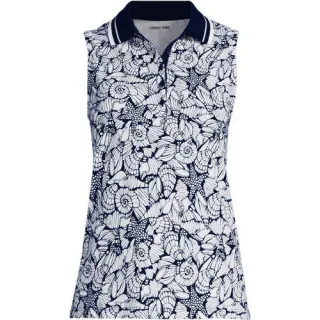 Ärmelloses Supima-Poloshirt, Damen,  Blau, Baumwolle, by Lands' End