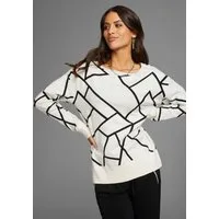 Laura Scott Jacquardpullover mit Rundhalsausschnitt und modischem Muster