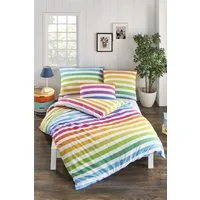 KK Shopping Kinderbettwäsche Renforce Bettwäsche Set 2 tlg.Rainbow 135 x 200 cm 80 x 80 cm, 2 teilig, Langlebig