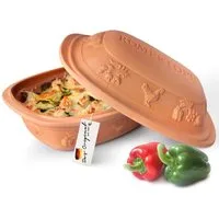 RÖMERTOPF Bräter Großer Bräter RUSTICO, für 6 Personen, Keramik (Set), antihaft