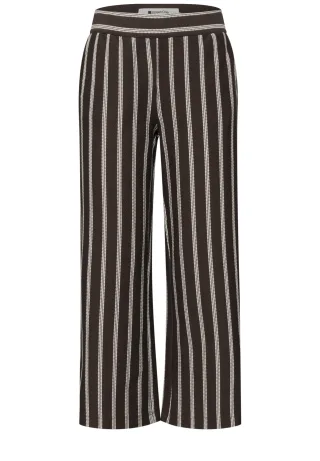 Street One - 7/8 Wide Leg Hose im Casual Fit mit Streifen espresso brown - Gr. - 7
