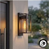 hofstein Außen-Wandleuchte Außenleuchte aus Metall/Glas in Schwarz/Klar, ohne Leuchtmittel, moderne Wandlampe für Terrasse/Hof/Eingangsbereich, 1 x E27, IP44