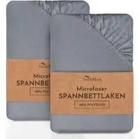 NatureMark Spannbettlaken 2er-Set Mikrofaser Spannbetttuch, Polyester, Gummizug: rundum, (2 Stück), Mittelgrau)