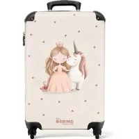 NoBoringSuitcases.com© Kinderkoffer Prinzessin und ein Einhorn in Pastellfarben 55x35x20cm, Handgepäck-Koffer, Kinderkoffer, Reisekoffer Mädchen