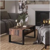 Vicco Couchtisch Olli, Antikholz/Schwarz, 92 x 52,4 cm mit Ablage (1-St)