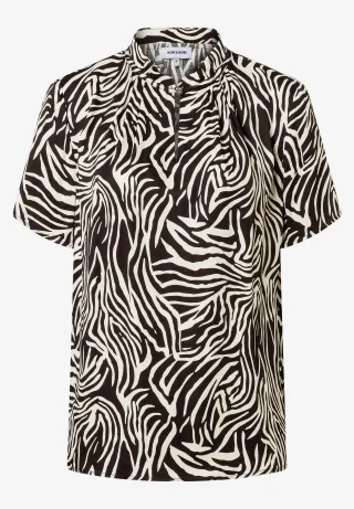 MORE & MORE - Viskosebluse mit Animalprint braun - Gr. - 38