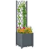 COSTWAY Blumenkasten (1 St), mit Rankgitter, Hochbeet für Kletterpflanzen, 40x40x140cm