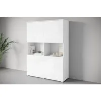 OTTO home Highboard Kenia Schrank, 120 cm breit, mit 4 Türen und 2 offenen Fächern (1 St), Griffloses Design mit Push-to-Open und verstellbaren Einlegeböden