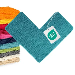WohnDirect Eckbadematte, Petrol, Textil, 100x100 cm, Oeko-Tex® Standard 100, Badtextilien, Badematten