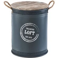 Kobolo Wäschekorb Aufbewahrungsbox LOFT ANTHRAZIT aus Metall und Holz (Stück, 1 St., mit Deckel und Griffen), Gr. L 40 x 52 cm