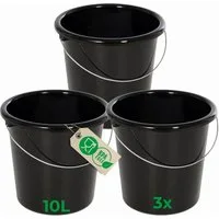 Novaliv Putzeimer 30945-3x, (3-tlg), Novaliv 3 Stück Eimer 10L Schwarz mit Maßeinteilung - Putzeimer 10 Lit
