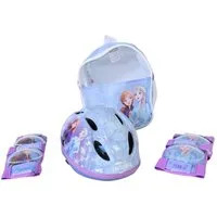 Volare Fahrradhelm Fahrradhelm Fahrrad Helm Knieschoner Ellenbogenschoner FROZEN Elsa SET, Verstellbar Kinnriemen, Belüftungsöffnungen, Extra leicht, Gr.:52-56cm