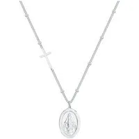 Elli Kette mit Anhänger Kugelkette Kreuz Marienbild 925 Sterling Silber, Kreuz
