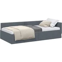 vidaXL Bett Eckbettgestell mit Kopfteil Dunkelgrau 90 cm x 190 cm Samt (1-tlg)