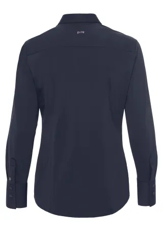 pure - PURE- Functional Bluse slim fit Langarm blau - Gr. - XS