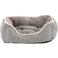 Dehner Tierbett Sammy, rechteckig, grau, Kuschelbett in verschied. Größen, hochwertiges Hundebett / Katzenbett, herausnehmbares Liegekissen