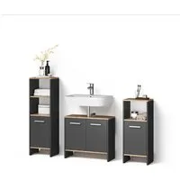 Livinity® Badmöbel-Set Amalfi, Anthrazit/Goldkraft Eiche/Goldkraft Eiche, 3-teilig, (3-St)