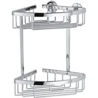 tesa Duschablage ALUXX Duscheckablagekorb ohne Bohren - 26,0 cm : 16,3 cm : 17,0 cm, Packung 1-tlg., selbstklebendes Hängeregal für die Dusche - chrom - silber glänzend
