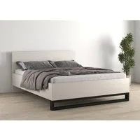 Home affaire Bettgestell Bronne, Topeseller, Industrial Design (In den Breiten 140cm, 160cm und 180cm), Stauraumbett in drei Breiten, stabil mit Kufen in Metalloptik