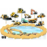 dodo, Topper 10x Tortendeko Topper - Baufahrzeuge Set, Deko, 9cm, Papier