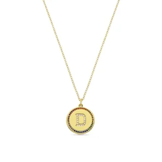 Luxenter Halskette aus mehrfarbigem Zirkonia mit 18-karätiger Gelbgold-Finish – Alphabet