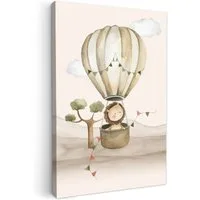 OneMillionCanvasses® Leinwandbild Heißluftballon - Löwe - Aquarell - Safari - Tiere, Fotodruck (1 St), Kinderzimmer Deko, Mädchen und Jungen Bilder 20x30 cm