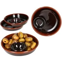 MamboCat Tapas-Schale 4x Juego Tapas Schale Ø14,3cm Olivenschale Ton-Cazuela Antipasti, Ton