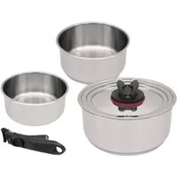 Maestro Kochtopf 3er-Set Töpfe abnehmbarer Griff, 1,3 1,9 und 2,7 l, Edelstahl (3er-Set), 3er-Set mit abnehmbarer Griff