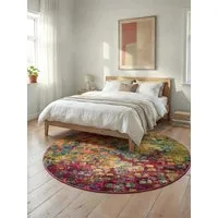benuta Teppich Casa, rund, Höhe: 11 mm, Teppich Wohnzimmer, Esszimmer, Schlafzimmer, Flur, Farbenfroh, Retro